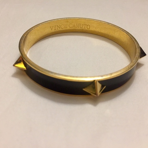 Vince Camuto black and gold pyramid stud bangle - Picture 2 of 3